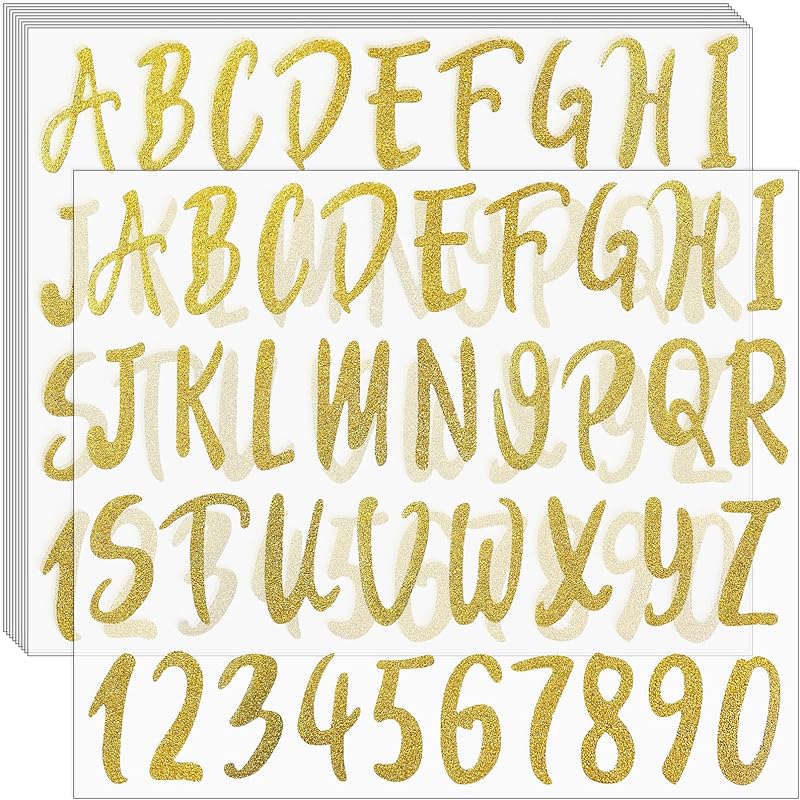 Glitter Alphabet Letter Stickers 360 Pieces 10 Sheets Self Adhesive Silver Letters,2Inch