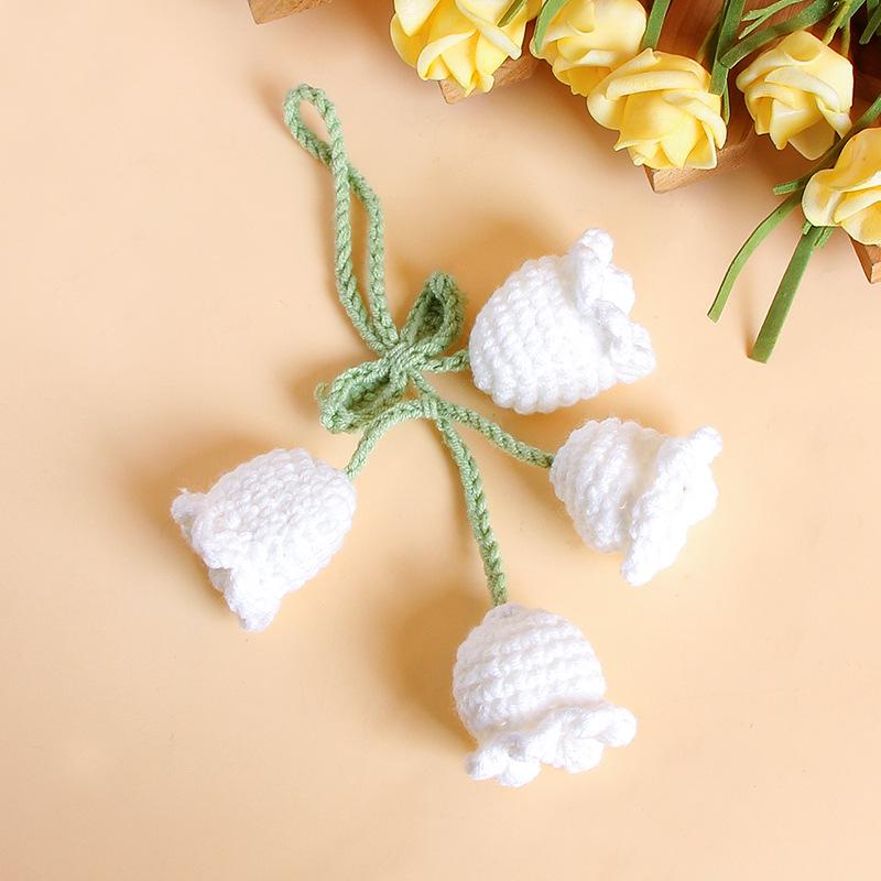 Lily of the Valley Woolen Bag Charm with Preserved Flowers – Girlish Heart Keychain Gift