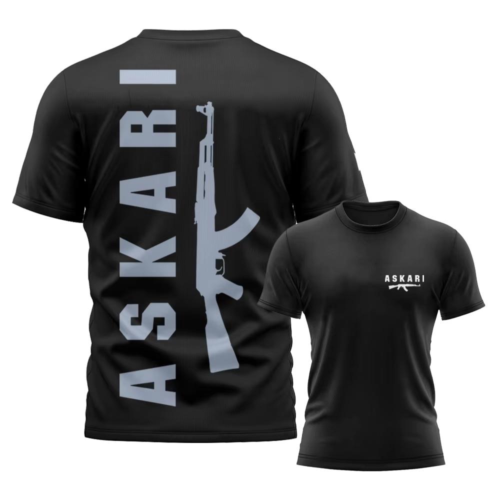 ASKARI Boxing Fighting Men's T Shirt Summer Sports Fitness Breathable Round Neck Short Sleeve Tops Outdoor Trainning Clothing
