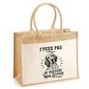 Jute Tote Bag - PLANETEE - I Can't Minimalist - Jute and Cotton Canvas - Black Line Drawing Illustration - 21 L