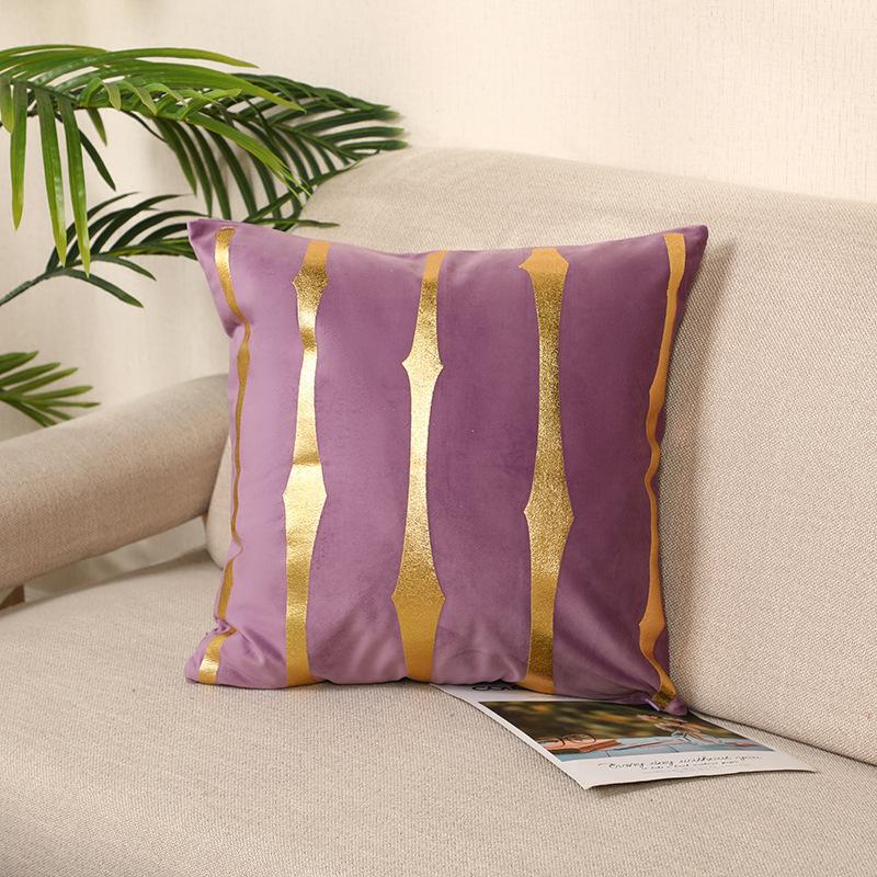 Li Velvet Bronzing Sofa Living Room Pillowcase Ins Style Nordic Car Waist Pillowcase Geometric Pattern