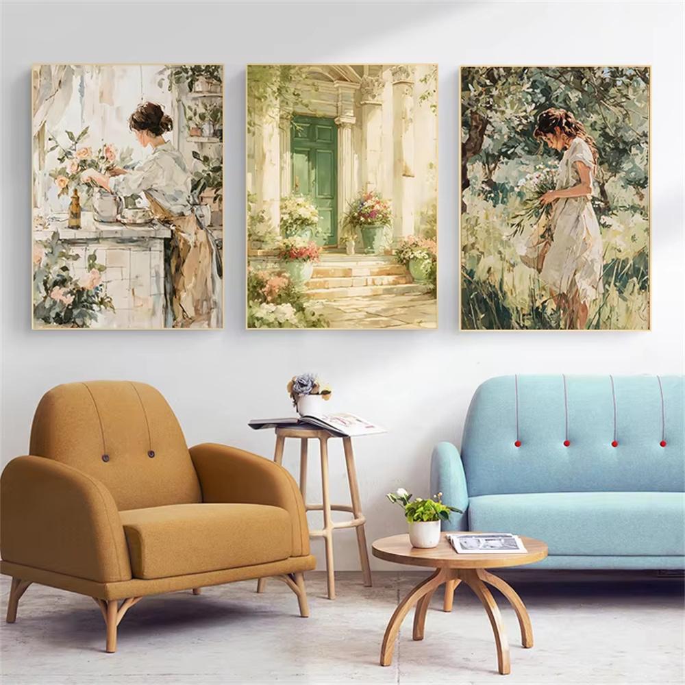 5D Diy Diamond Painting Cross Stitch Embroidery Classic French Manor NobleWoman Full Round Drill Home Decor Wall Art Gift