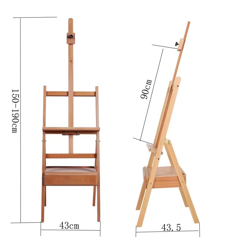 Beech Wood Easel for Art Students, Foldable and Adjustable with Drawer Tray, Children’s Sketch and Oil Painting Easel