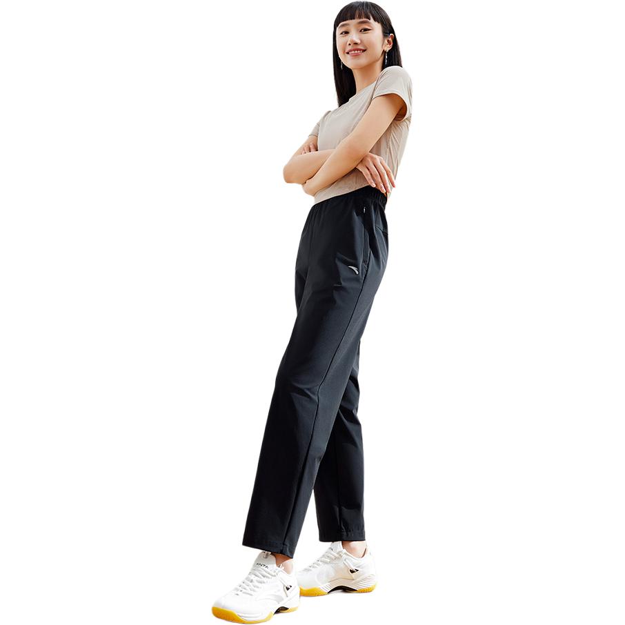 Anta Sports Lifestyle Series Solid Color Comfortable Versatile Simple Knitted Sports Pants Women Bottoms Black 962527302-3
