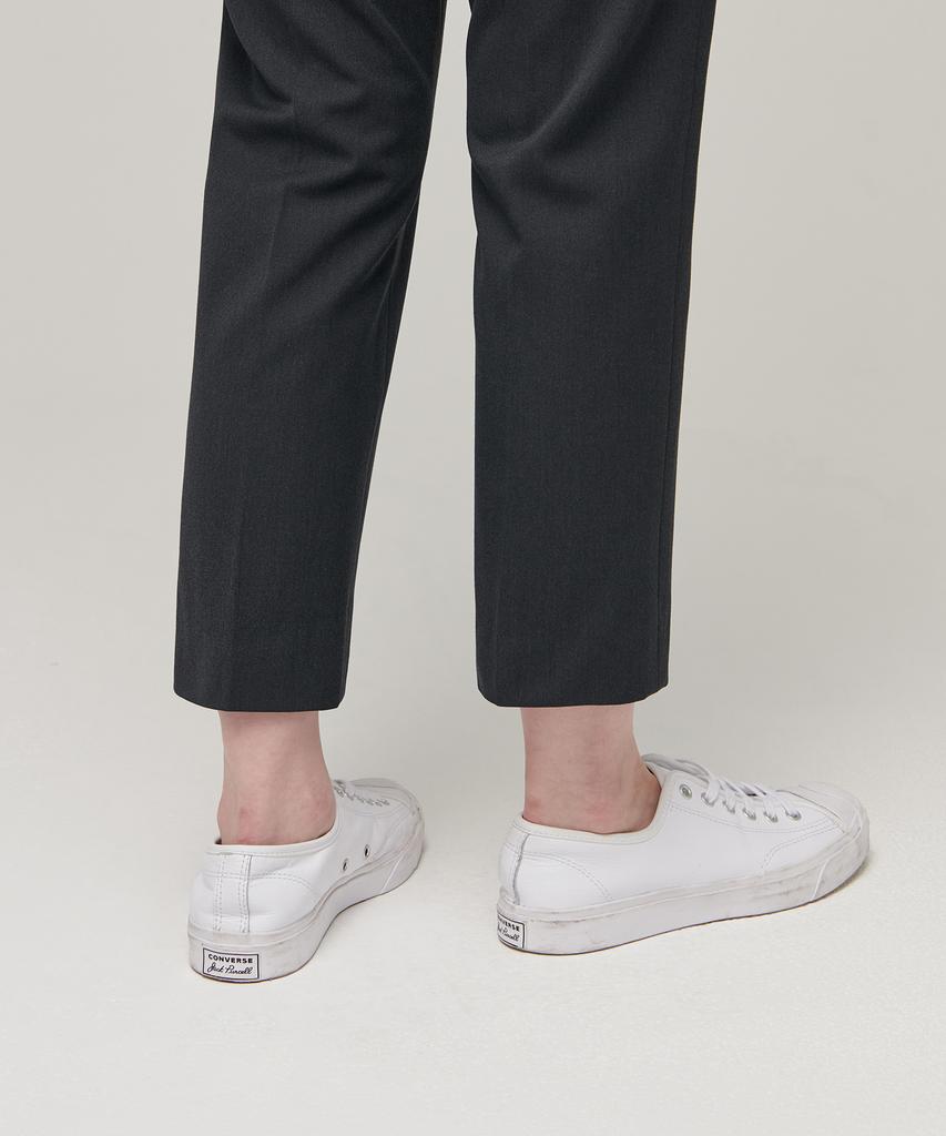 MUSINSA STANDARD WOMAN Women'S Heavyweight Fleece-Lined Slim Straight Hidden Elastic Waist Slacks [Gray]