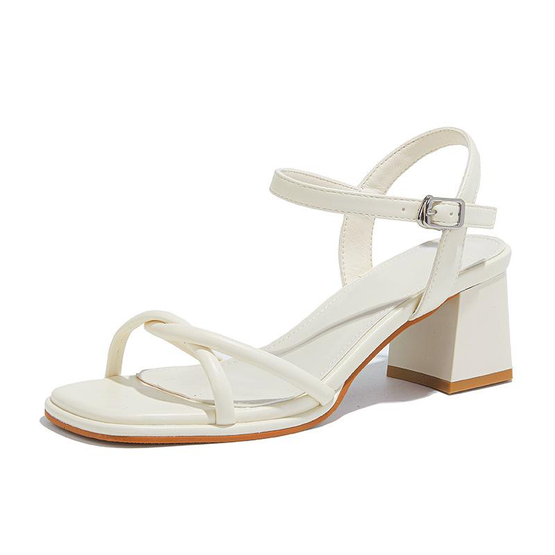New Sandals Women Are Not Tired of Feet 2025 Summer Thick Heel Buckle Small Fragrant Sandals French Fairy Wind Sandals