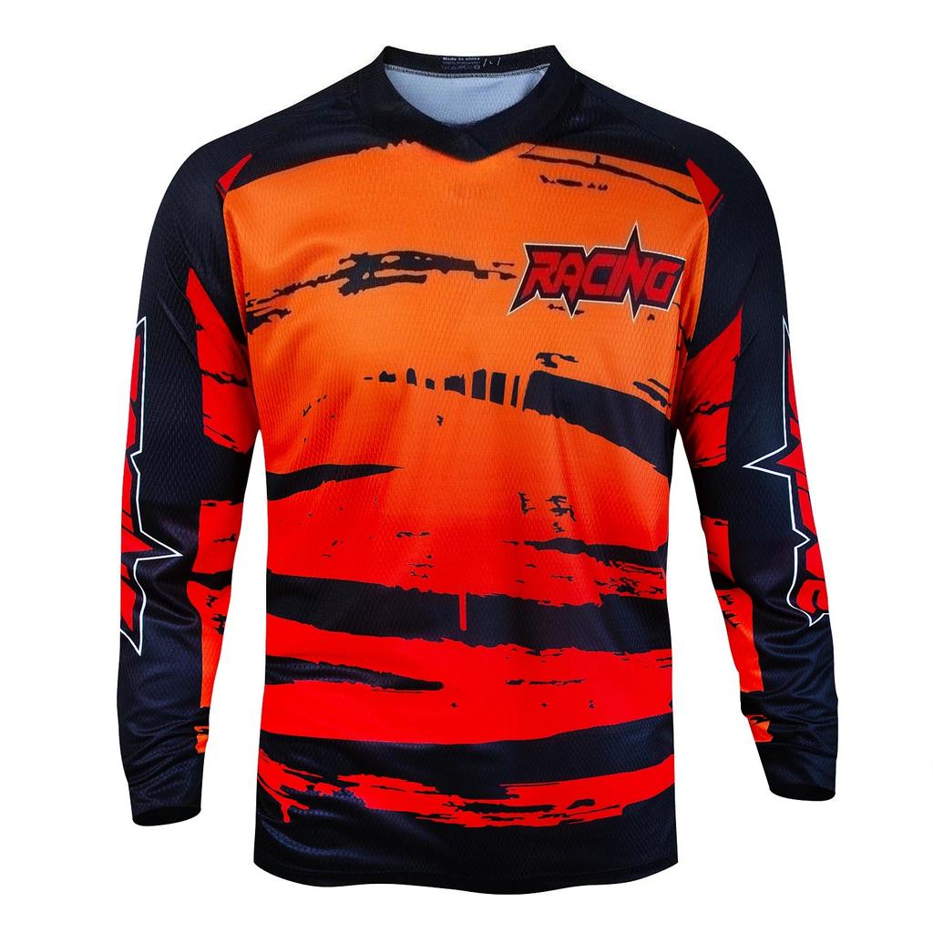 Spring and Autumn Round Neck 3D Printed Top Mountain Bike Jersey Fashionable Casual Sports Long Sleeved Men's T-shirts