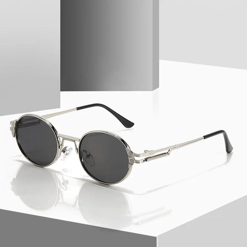 Y2k Retro Steampunk Sunglasses for Men Women Round Spring Metal Sun Glasses Eyewear UV400 Designer Sunglasses Gafas De Sol Mujer