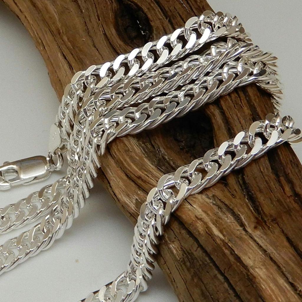 Sterling Silver 925 Cuban Link Thick Double Cuban Silver Thick Necklace Thick Cuban Link Chain Cuban Silver Chain [100-point market] Necklace, Men's