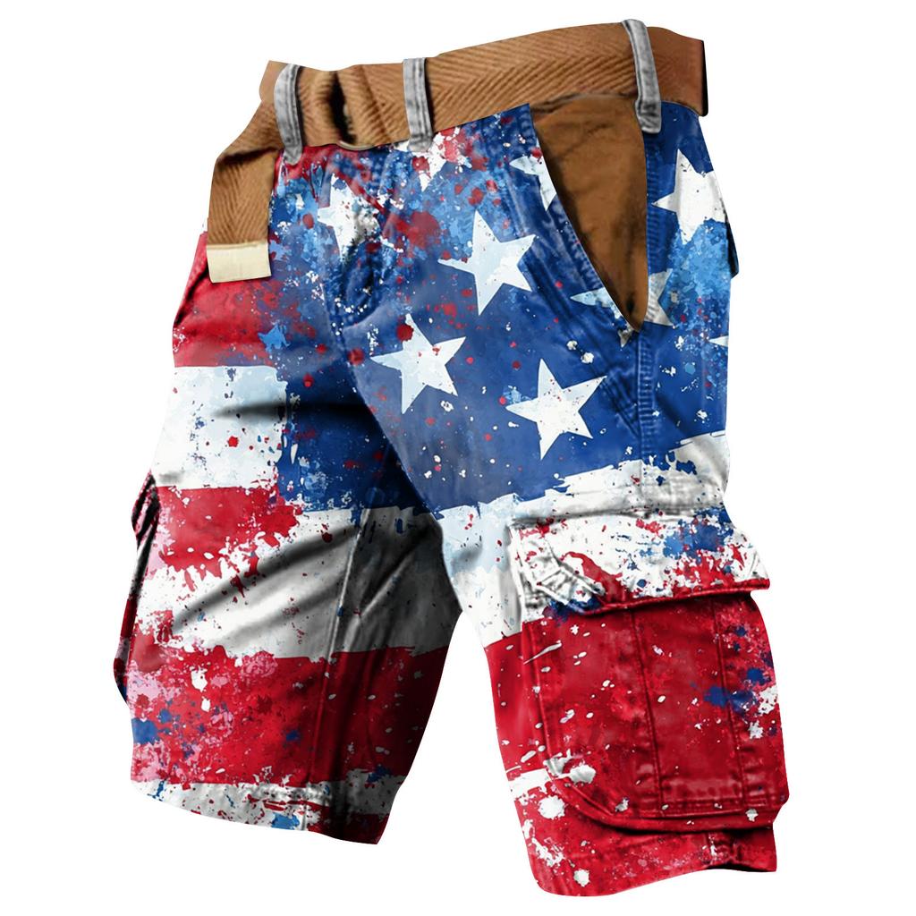 Herren Unabhängigkeitstag Bedruckte Mehrfach-Taschen Workwear Shorts