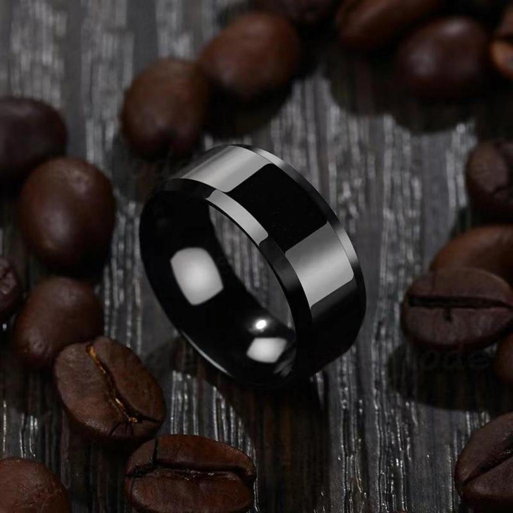 Men's Titanium Steel Ring with Engraved Elements - Personalized Creative Stainless Steel Jewelry