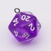 20-Sided Colored Transparent Acrylic Dice Pendant Keychain for DIY Jewelry