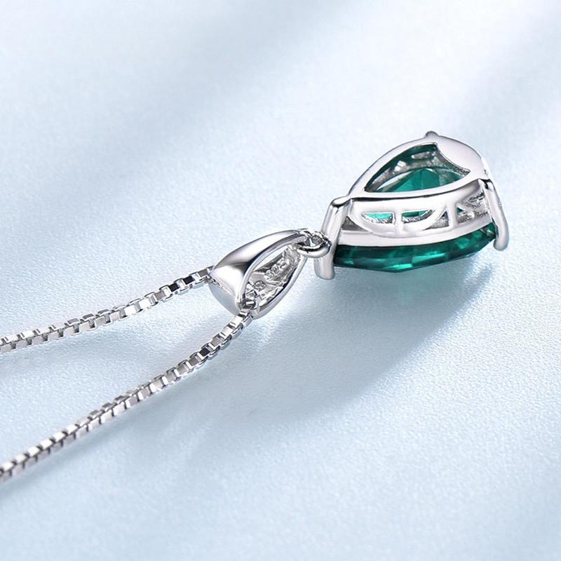 100% 925 Sterling Silver Pendant  Necklace for Women High Quality Gemstone Simple Blue Emerald Wedding Party Fine Jewelry Gift