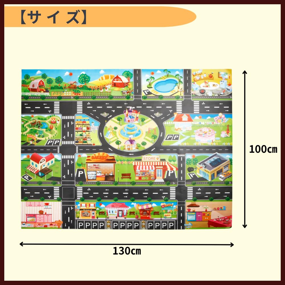 ideamall Play Mat, Road Mat, Miniature Cars, Large, Traffic, Vehicle Map Sheet, 130 x 100 cm