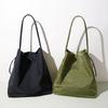 Solid color nylon bucket bag women's slack shoulder bag commuting large bag large capacity lazy wind handbag