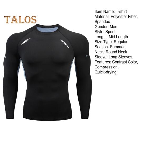 Men Sport Top Slim Fit High Elasticity O Neck Quick-drying Long Sleeves Slim Fit Compression Figure Shaping Gym Running Basketball T-shirt
