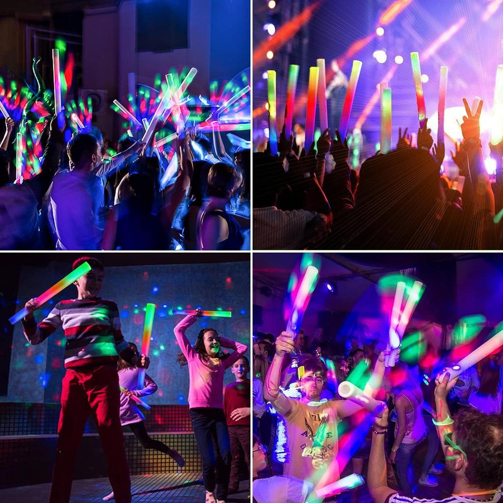 10/15/20Pcs LED Glow Sticks Bulk Colorful RGB Glow Foam Stick Cheer Tube Dark Light for Xmas Birthday Wedding Party Supplies