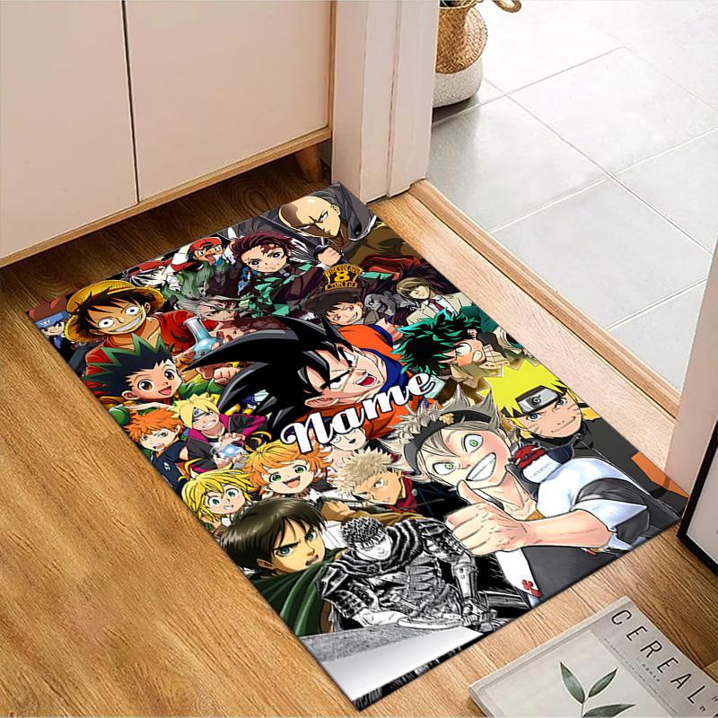 Custom Name Anime Characters Dragon Rug Game Carpet, Floor Mat for Bedroom Living Room Entryway Rug, Home Decor Idea Gift for Christmas birthday
