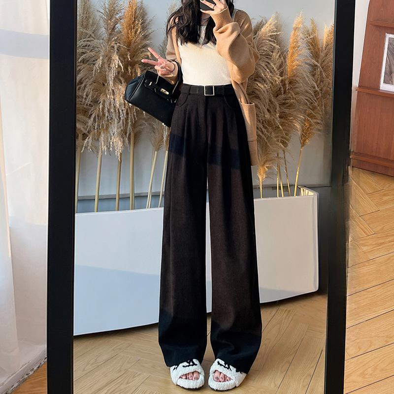 Women's Suit Pants Women's Pants Spring and Autumn New Thin Straight Casual Pants High Waist Drooping Wide Leg Pants