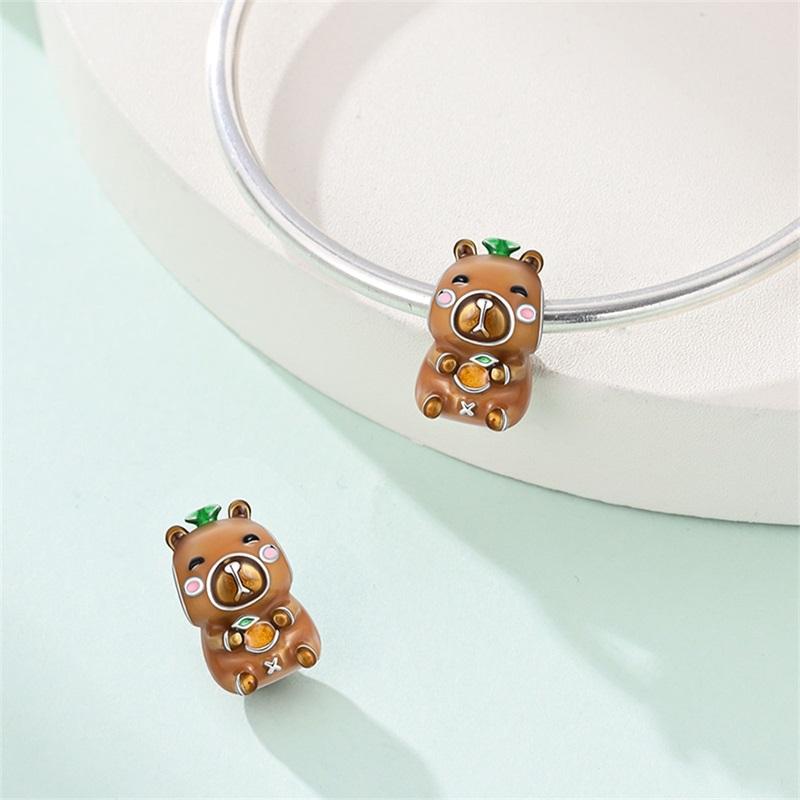 S Copper Charms Pendant Capybara Sausage Dog Animal Safety Chain Beads Fit Original Bracelet Women Jewelry