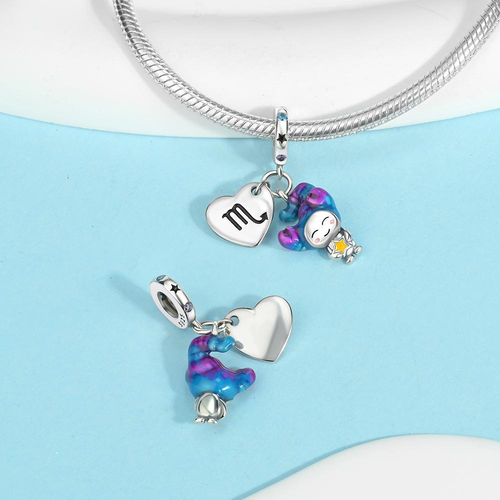 Lovely Copper Aries Leo 12 Constellations Zodiac Collections Charm Fit Original Bracelets Women Diy Fine Jewelry