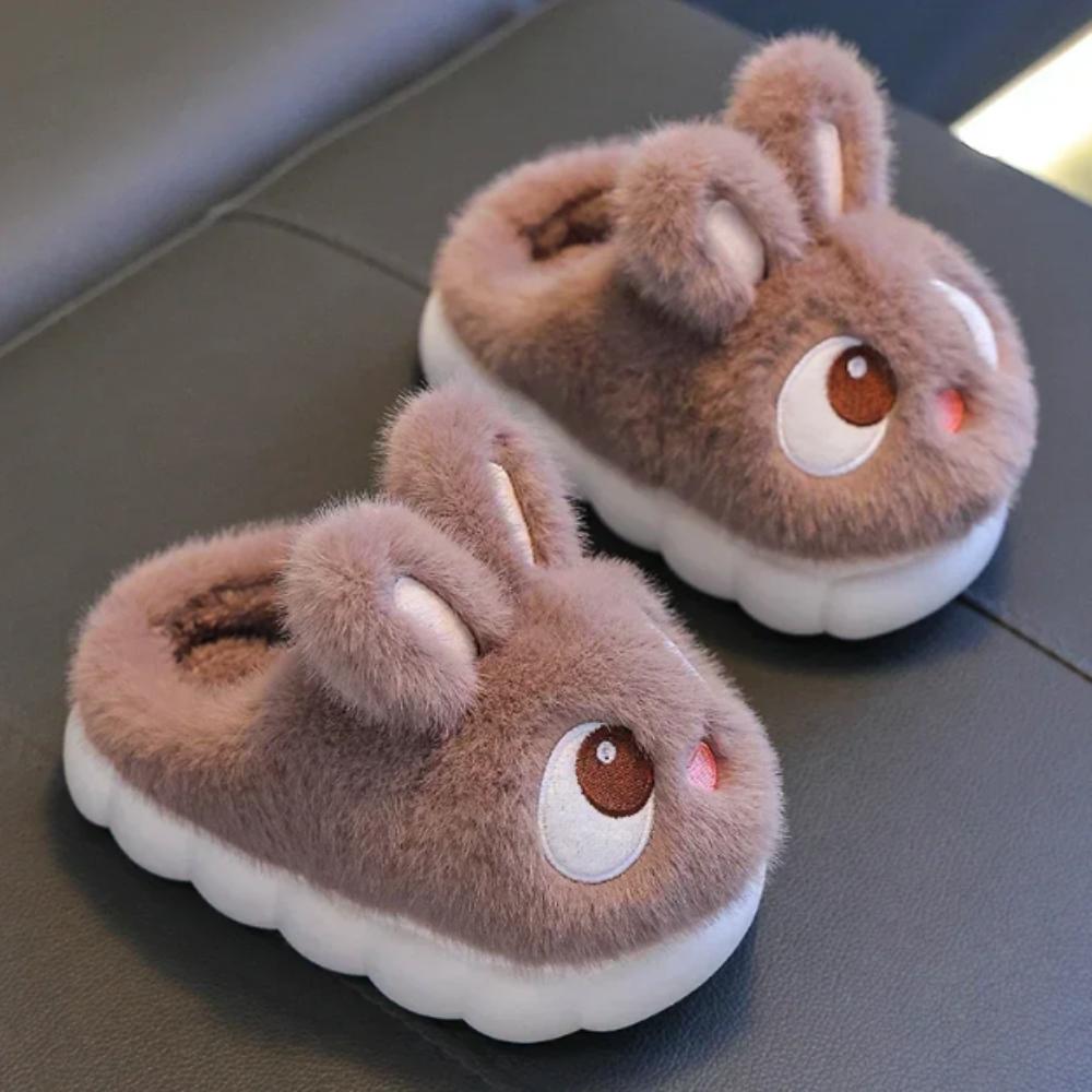 

Faux Fur Children s Slippers Fluffy House Shoes Flat Sole Cotton Shoes Indoor Home кофейный