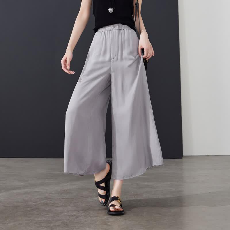 SOFSIL Women's Summer Thin Wide-Leg Cropped Pants