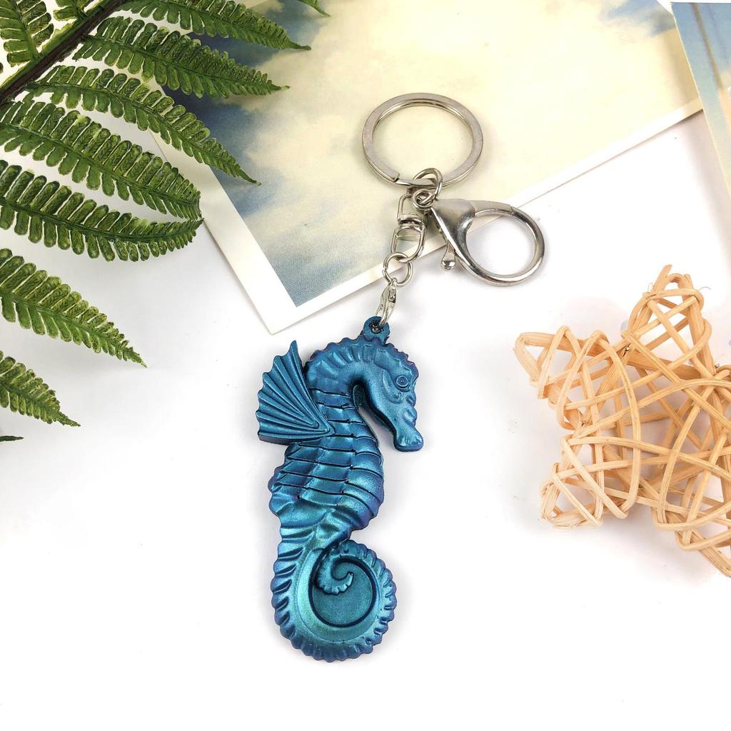 Glossy Christmas Seahorse Ornaments Silicone Epoxy Resin Mold DIY Keychain Pendant Jewelry for Valentines Gift Craft
