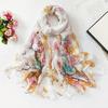 Embroidered Silk Scarf Sun-Resistant Long Wraps Summer Sunscreen Hijab  for Women