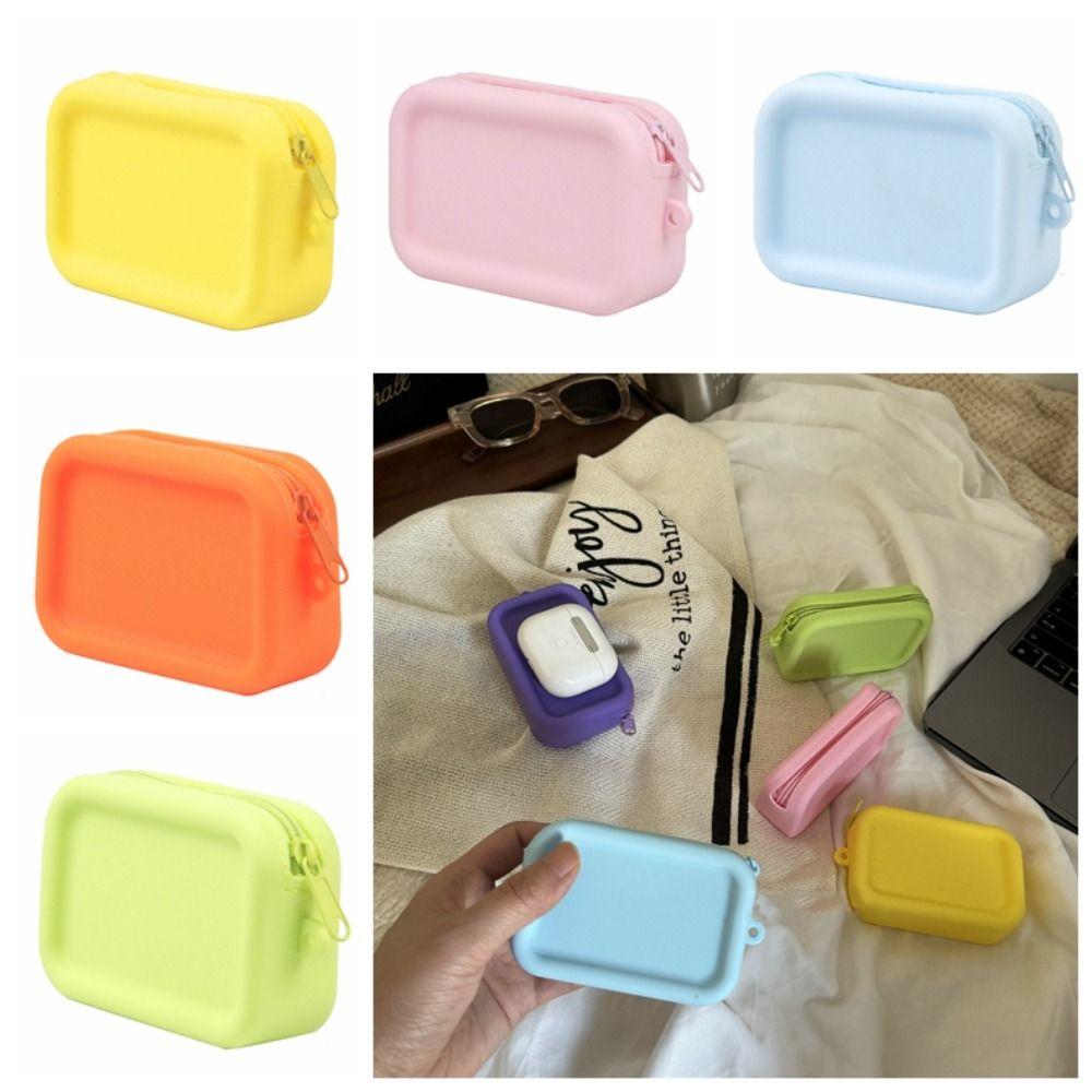

Прямоугольная силиконовая косметичка Macaron Color Small Item Bag Многофункциональная сумка для хранения на открытом воздухе