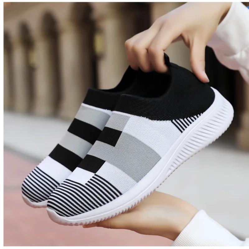 Summer light soled new women's mesh shoes Casual Mix Color Women Sneakers Elastic Breathe Sport shoe Female Tennis fashion Flat