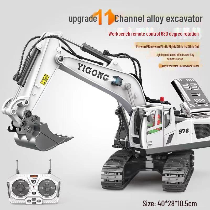 Alloy Remote Control 2.4G Excavator Bulldozer & Dump Truck Set for Kids