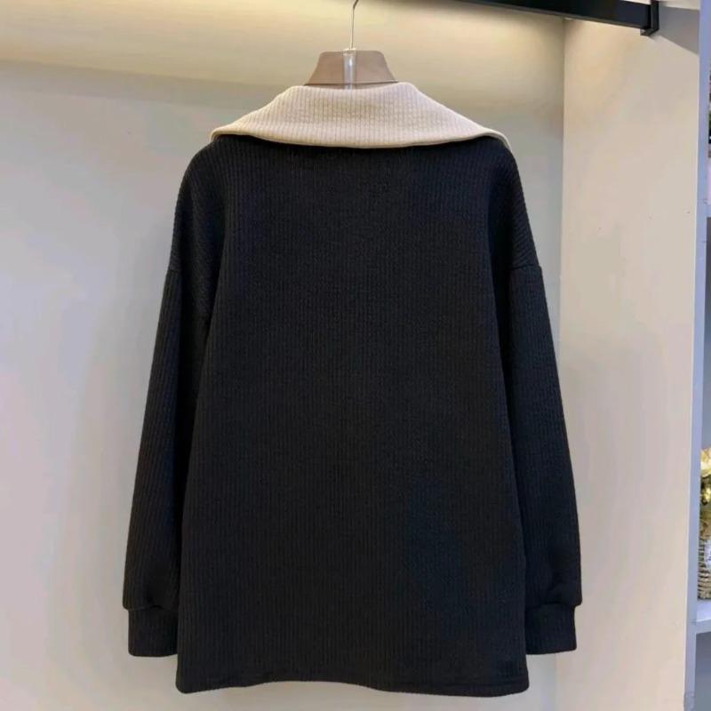 Sweater for Women Winter Oversize V Neck Thickened Pullover Warm Knitted Stretchy Long Sleeve Oversize Jumper Sweater Tops
