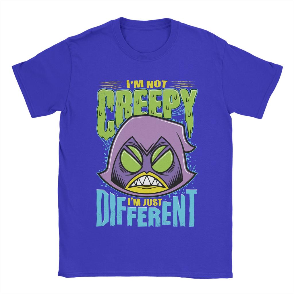 Herren Damen Teen Titans Go Raven Nicht Gruselig Ich Bin Anders T-Shirt Baumwoll-Tops Lustige Kurzarm Rundhals T-Shirts Einzigartiges T-Shirt