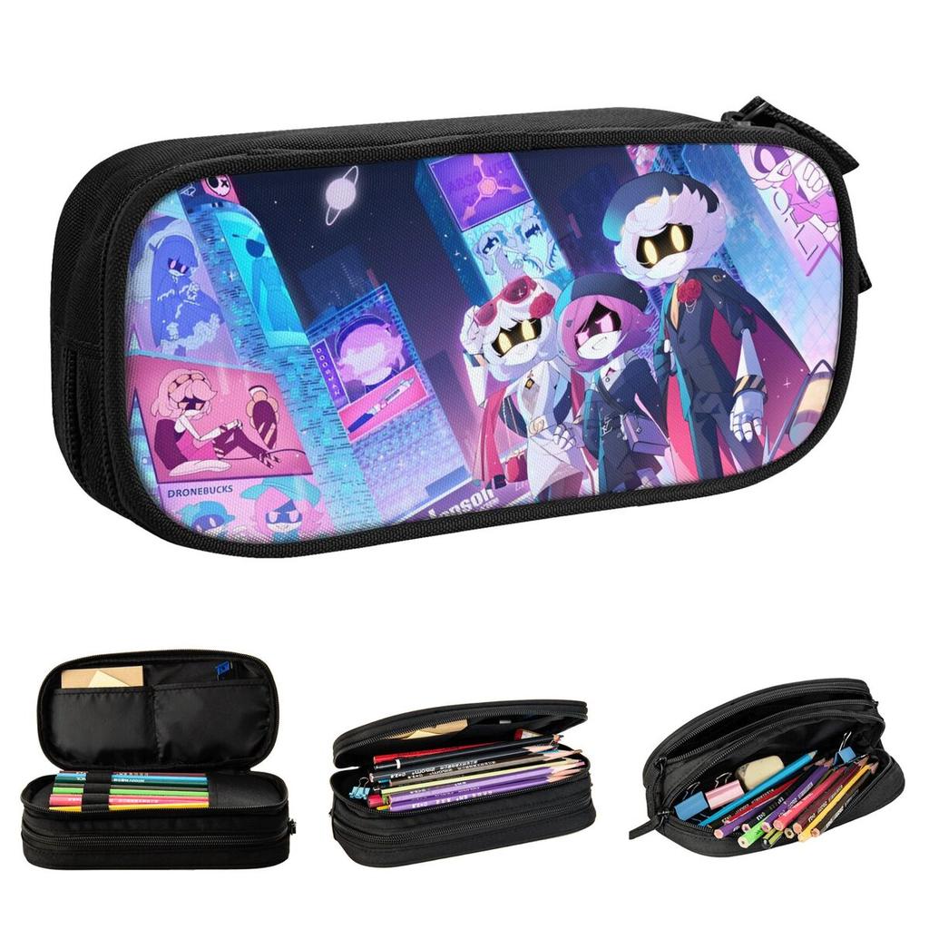 Murder Drones Cartoon Pencil Case Anime Black Comedy Pen Bag for Student Large Storage Students School Zipper Pencilcases