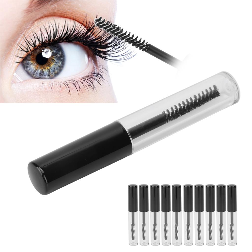 10pcs Empty Mascara Tube Refillable Eyelash Cream Container with Wand for Cosmetics 1.5ml