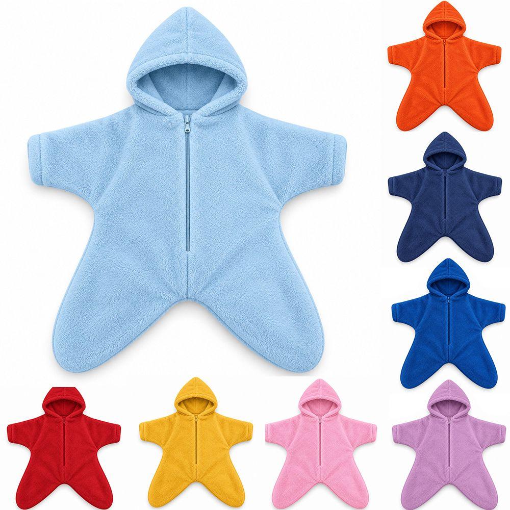 Star Shape Newborn Hooded Romper Flannel Baby Sleeping Bag Cute Infant Blanket Winter