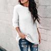 Casual Women Autumn Winter O Neck Long Sleeve Plushy Knitted Pullover Sweater