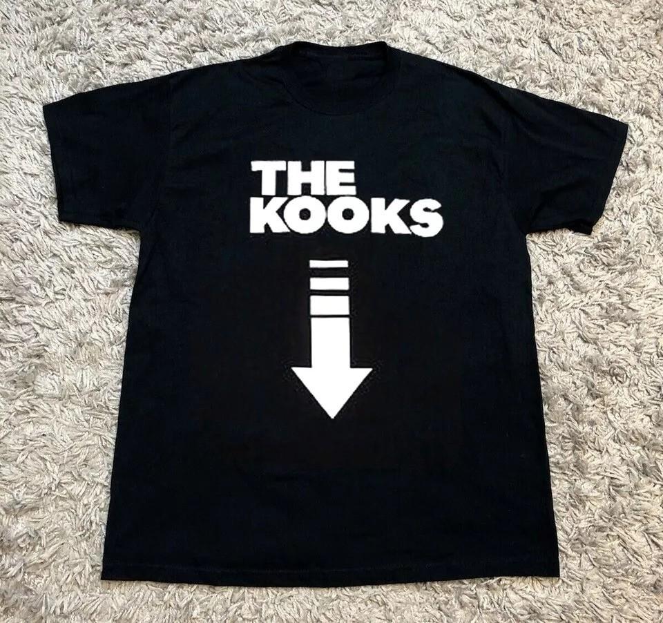 Винтаж Группа The Kooks Короткий рукав Хлопок Черный Все Размеры BT1824 Унисекс Футболка S