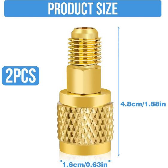 

2Pcs R32 R454B Refrigerant Brass Adapter, 1/4 Inch Female to 1/4 Inch Male Reverse Thread Fitting Compatible with R-454B/R-32 Tanks Split Systems |