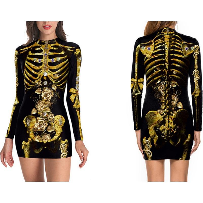European And American Halloween Sexy Tights Gala Party Women'S Clothing, Long Sleeve Dresses