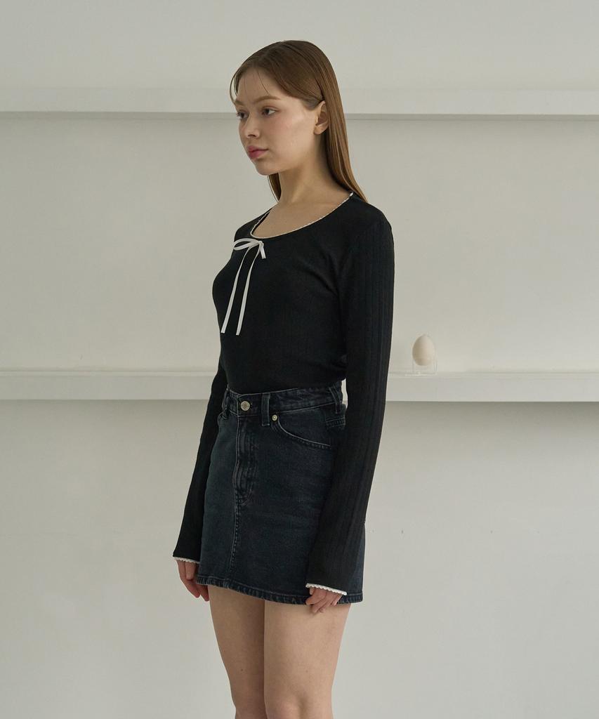5OML Lace Punched Ribbon Long Sleeve (Black)