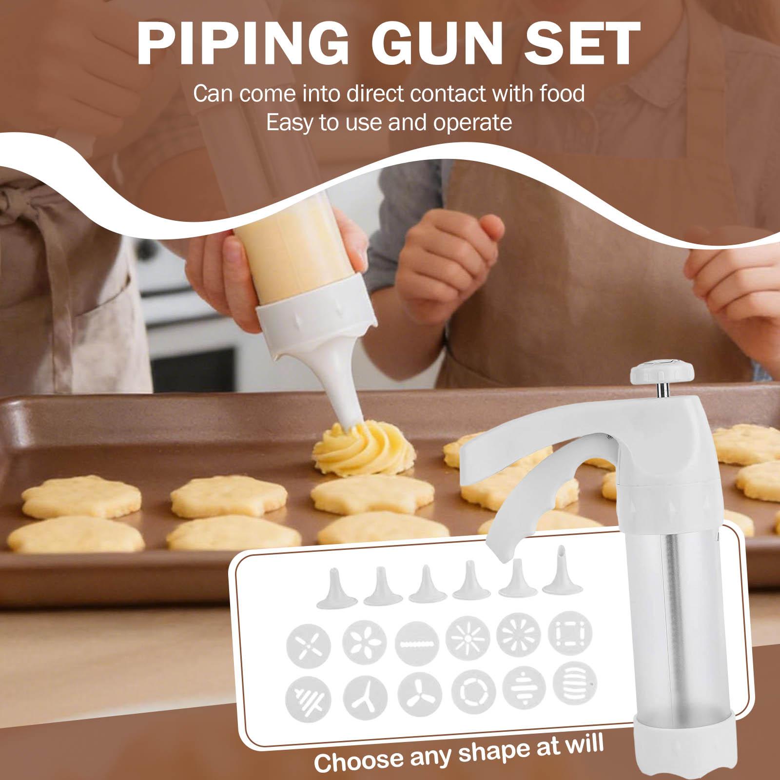 Cookie Press Kit, Spray Cookie Press, Cookie Maker, Made Of Stainless Steel And Plastic, Comes With 12 Cookie Cutters And 6 Nozzles One Size