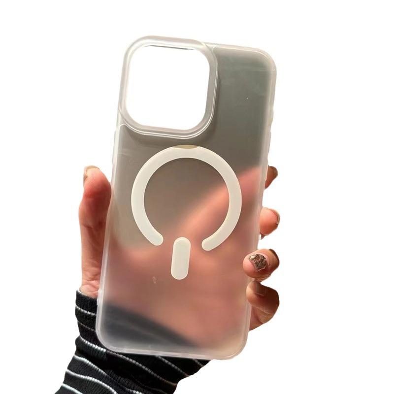

Applicable To IPhone16Pro Mobile Phone Case Matte Magnetic Large Hole 15 Semi-translucent Skin Feeling 13Pro Full-inclusive Hard Shell Apple 16Plus