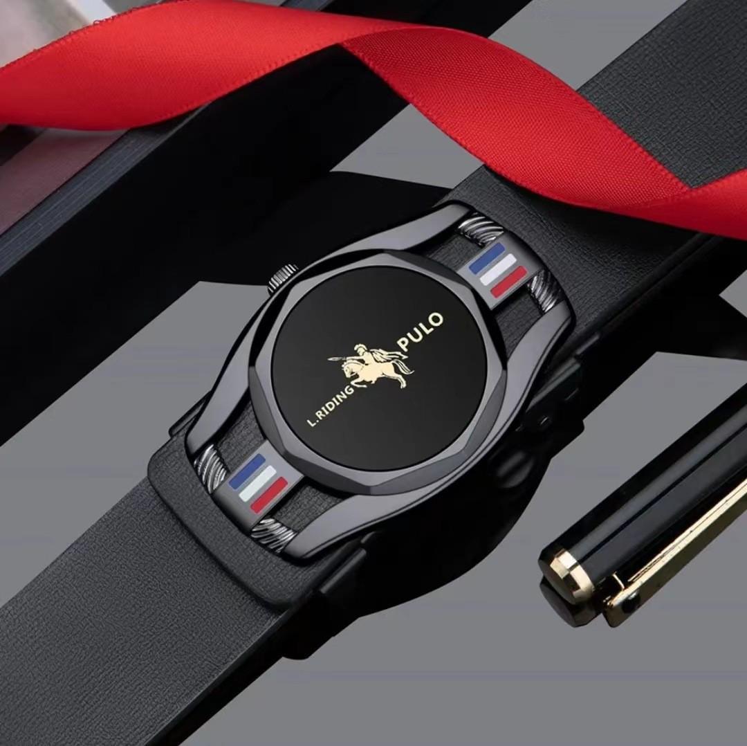 

New men s belt automatic buckle business casual young and middle-aged trendy belt toothless automatic buckle belt 130cm