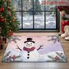 2D Flat Cute Snowman Welcome Christmas Door Mat, Velvet Material Absorbent Non-Slip Bottom Foot Pad, Cozy Carpet, Christmas New Year Home Holiday Deco