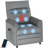 Relax Chair TV Chair With Reclining Function Lumbar Heating 2 Remote Controls USB Port Quiet Motor Gray