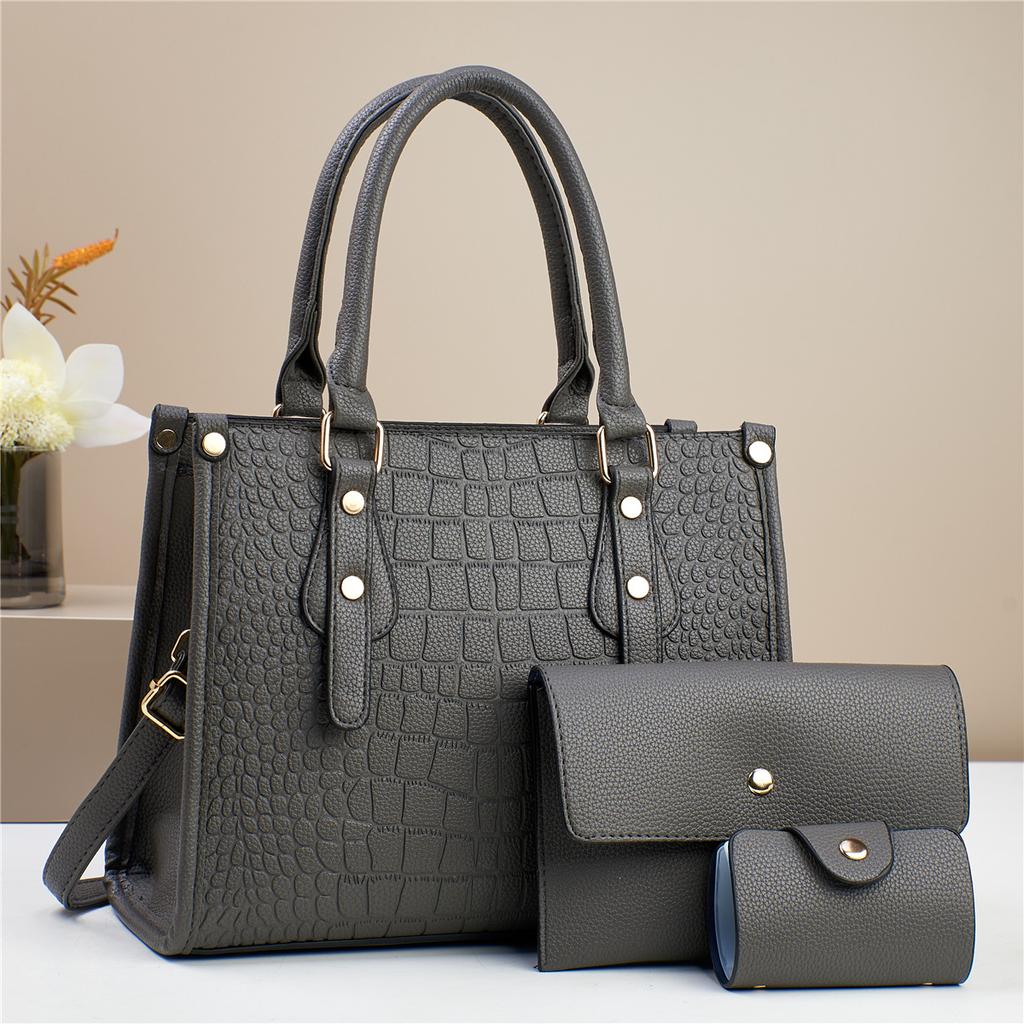 Handbag, mother and child bag, three-piece set, women's bag, large-capacity shoulder messenger bag.
