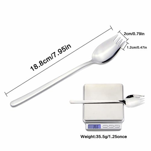 YFWOOD Spoons, Set of 3, 18.8cm, Stainless Steel Spoons, Curry Spoon, Fork Spoon, Mirror Finish, Salad Spoon, Simple Lunch Spoon, Suitable for Home, B