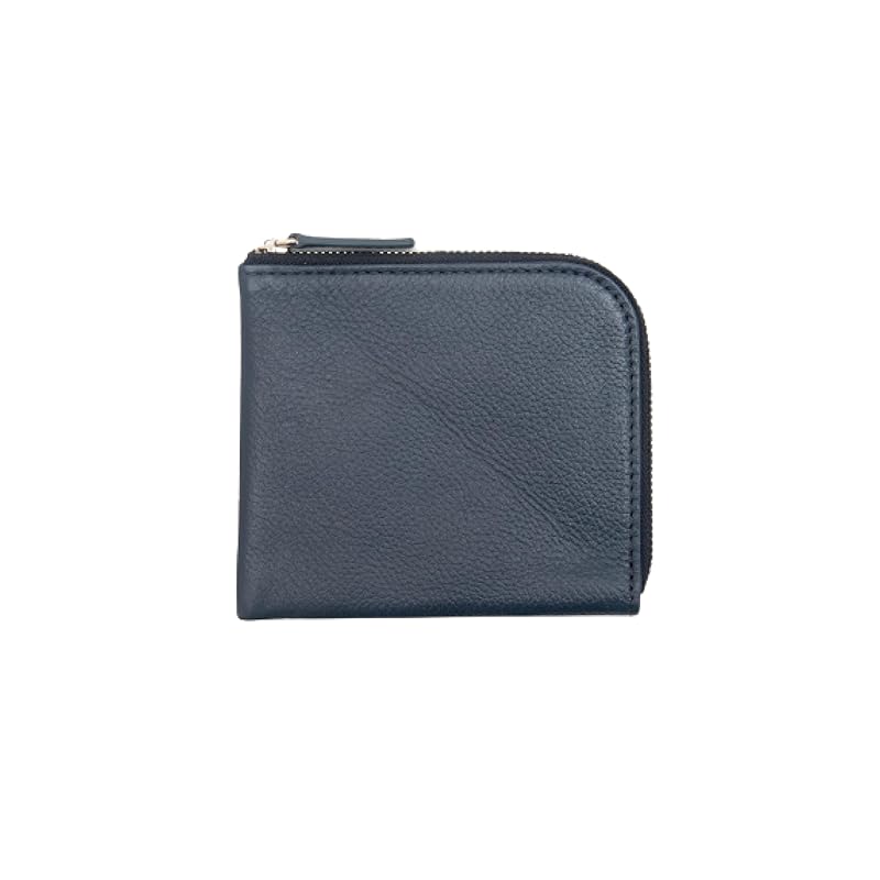 

[Business Leather Factory] L-shaped zipper wallet Water repellent original leather cow leather unisex compact Holds 10 cards coin purse YKK zipper